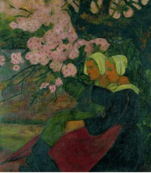 Paul Serusier : Two Breton Women under a Flowering Apple Tree II